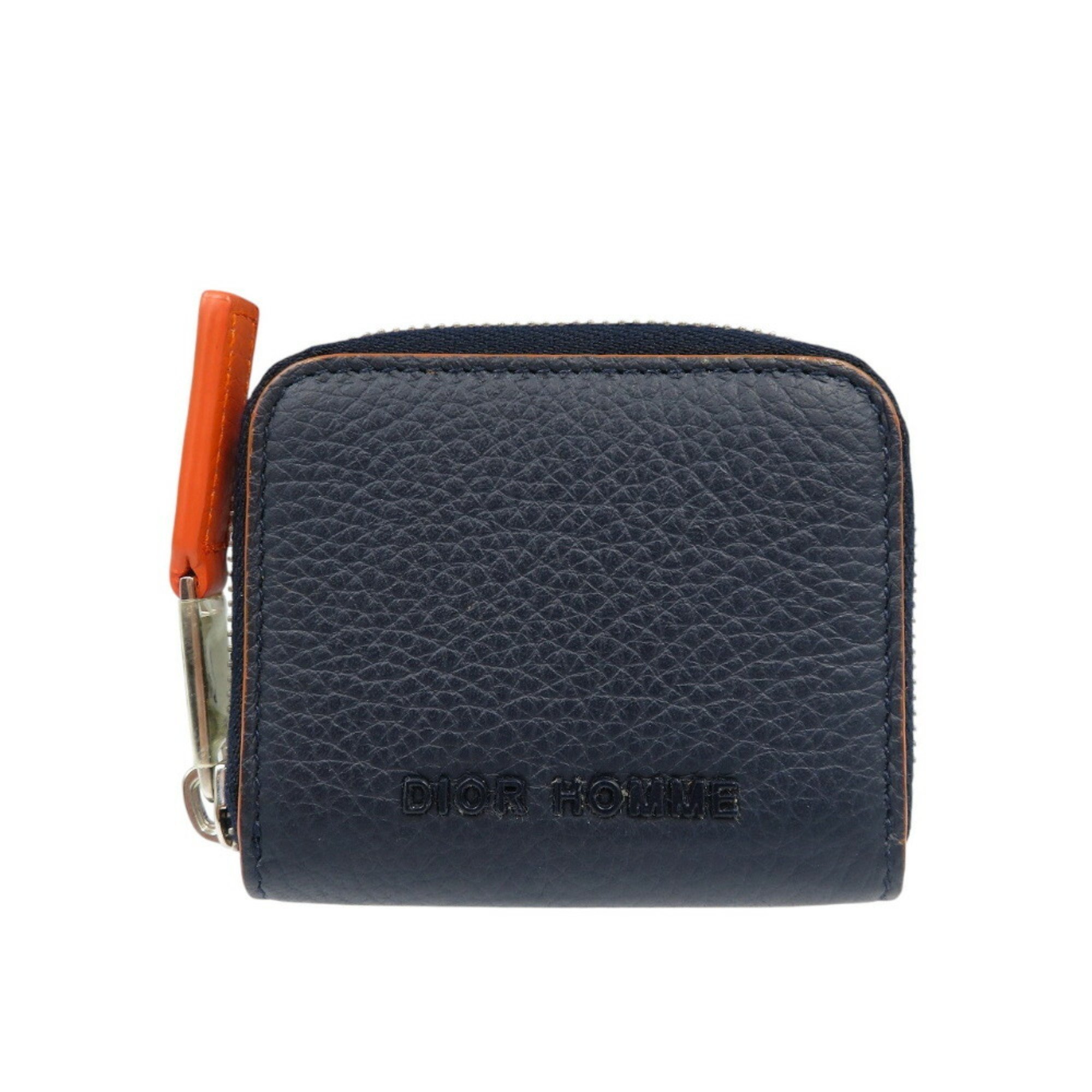 Dior Homme Leather Navy Orange Round Coin Case 0559dior Homme
